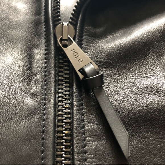 NWOT Polo Ralph Lauren Black Cow Hide Biker Leather Jacket - Picture 10 of 16